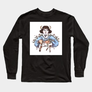 Billie And The Kid cow-girl with baby goat Long Sleeve T-Shirt